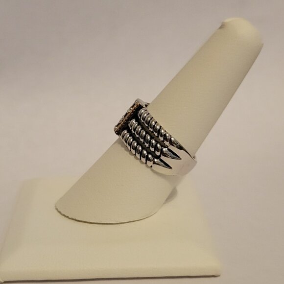 **SOLD**Sterling Silver w/14k Y Gold & 3 Sapphires sz 7.5 NEW w/Gift Box - Picture 3 of 8